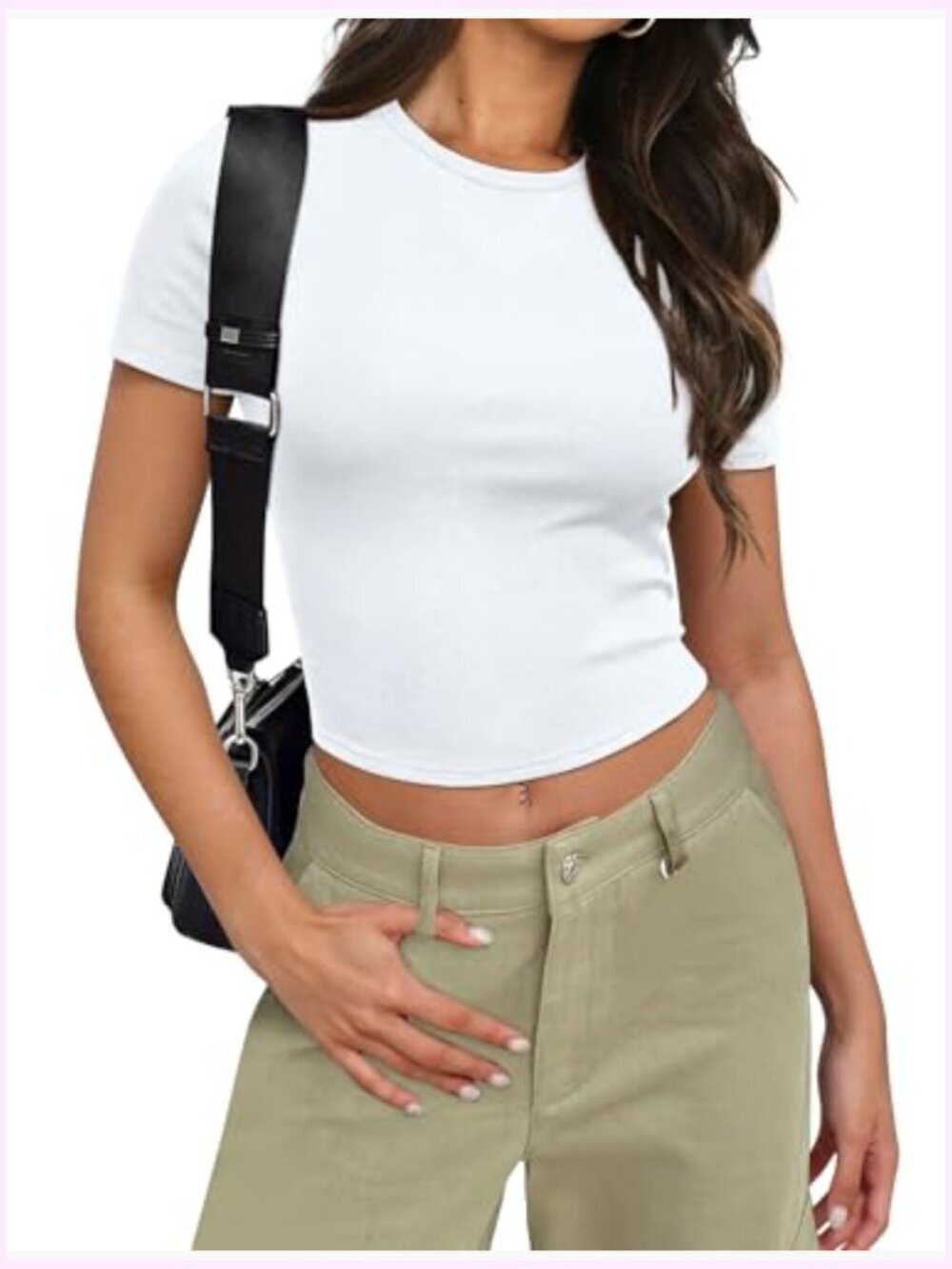 Crop Top for Women Summer Trendy Tight Tshirts 2024 Slim Fit - Picture 2 of 7